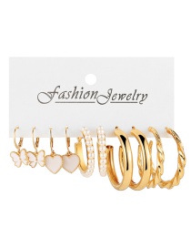 Fashion 3# Alloy Pearl Butterfly Geometric Earring Set