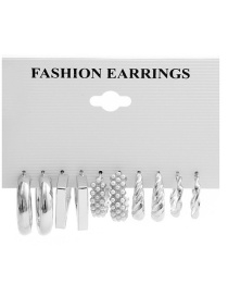 Fashion 2# Alloy Pearl Twisted Geometric Earring Set