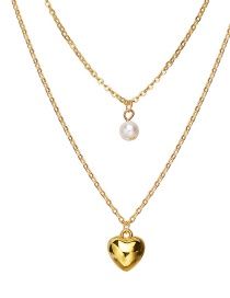 Fashion 3# Alloy Heart Ring Double Necklace