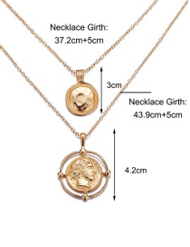 Fashion 2# Alloy Portrait Medal Multi-layer Necklace