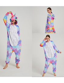 Fashion Dream Bronzing Pegasus Flannel Cartoon Print One-piece Hooded Pajamas