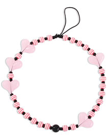 Fashion Pink Geometric Beaded Acrylic Love Phone Chain