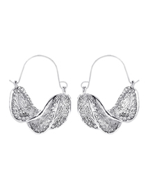 Fashion Silver Alloy Diamond-studded Geometric Twisted Earrings