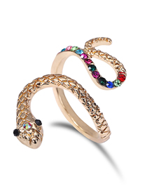 Fashion Gold Alloy Diamond Snake Ring