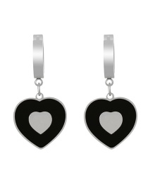 Fashion Black+silver Titanium Steel Drop Oil Love Ear Ring