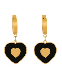 Fashion Black+gold Titanium Steel Drop Oil Love Ear Ring