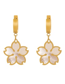 Fashion Gold+white Titanium Steel Drip Flower Earrings