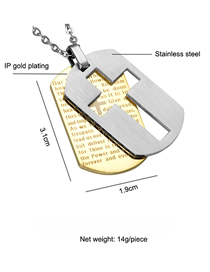 Fashion Large Gold (without Chain) Stainless Steel Scripture Cross Army Necklace