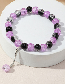 Fashion Black Purple Crystal Beaded Geometric Bracelet