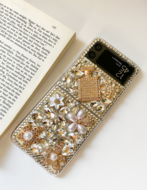 Fashion Hard Shell-full Diamond Perfume Bottle (samsung Flod3) Rhinestone Bear Pearl Flower Samsung Folding Phone Case