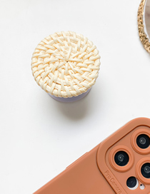 Fashion Rattan Bracket-round Piece-apricot Pure Color Rattan Woven Mobile Phone Airbag Holder Air Cushion