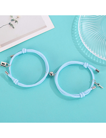 Fashion Sky Blue Pair A Pair Of Alloy Key Lock Magnetic Round Bead Bracelet