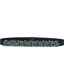 Fashion Green Crystal Diamond Elastic Wide-sided Belt