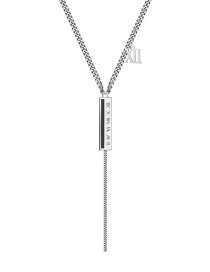 Fashion Silver Color Titanium Steel Geometric Letter Nameplate Necklace
