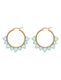Fashion A Rice Beads Woven Round Earrings