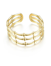 Fashion Gold Color Titanium Steel Three-wire Slub Open Ring