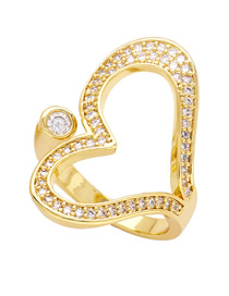 Fashion B Bronze Diamond Love Heart Open Ring