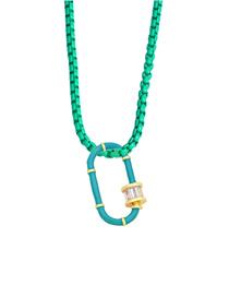 Fashion Turquoise Copper Drip Oil Geometric Necklace