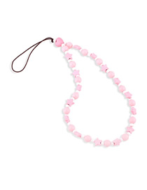 Fashion Pink Acrylic Love Round Bead Mobile Strap