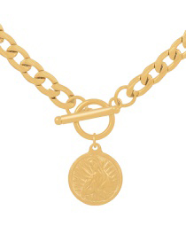 Fashion Gold Titanium Steel Portrait Ot Buckle Thick Chain Necklace