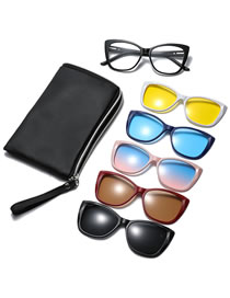 Fashion 5 Pieces-pc Stand Magnetic Clip-on Sunglasses Lens