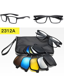 Fashion 2312pc Frame Geometric Magnetic Sunglasses Lens Set