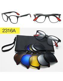 Fashion 2316pc Frame Geometric Magnetic Sunglasses Lens Set