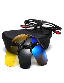 Fashion Suit With Box Geometric Magnetic Sunglasses Lens Cover Mirror Belt Box