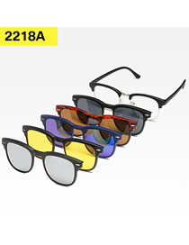 Fashion 2218apc Material Frame Geometric Magnetic Sunglasses Lens Set