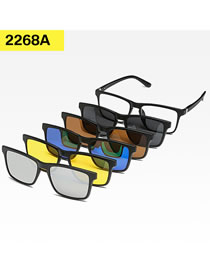 Fashion 2268apc Material Frame Geometric Magnetic Sunglasses Lens Set