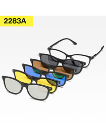 Fashion 2283apc Material Frame Geometric Magnetic Sunglasses Lens Set