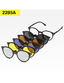 Fashion 2285apc Material Frame Geometric Magnetic Sunglasses Lens Set