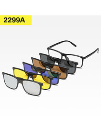 Fashion 2299apc Material Frame Geometric Magnetic Sunglasses Lens Set