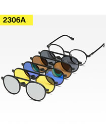 Fashion 2306apc Material Frame Geometric Magnetic Sunglasses Lens Set