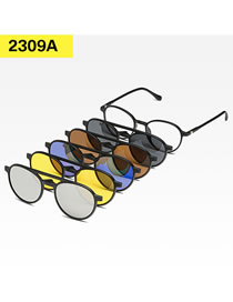 Fashion 2309apc Material Frame Geometric Magnetic Sunglasses Lens Set