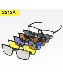 Fashion 2313apc Material Frame Geometric Magnetic Sunglasses Lens Set