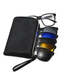 Fashion 2331 Five-piece Pc Frame With Leather Bag Geometric Magnetic Sunglasses Lens Cover With Leather Bag