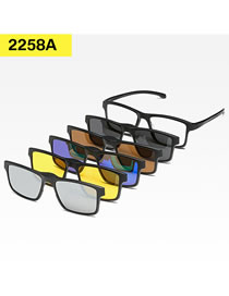 Fashion 2258pc Frame Geometric Magnetic Sunglasses Lens Set