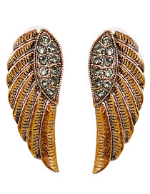 Fashion Gold Color Alloy Diamond Wing Stud Earrings