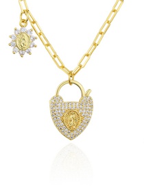 Fashion Gold Gold-plated Copper With Diamonds And Gold Lock Necklace