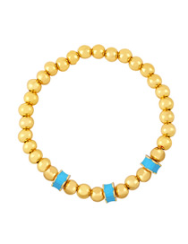 Fashion Light Blue Elastic Round Beads Beaded Flower Bracelet