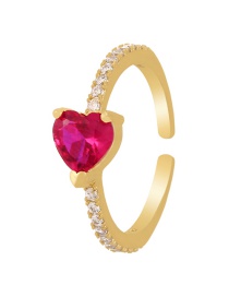 Fashion Red Titanium Steel Inlaid Zirconium Love Ring