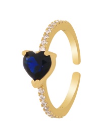 Fashion Navy Titanium Steel Inlaid Zirconium Love Ring