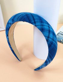 Fashion Royal Blue Check Sponge Headband Fabric Plaid Sponge Headband