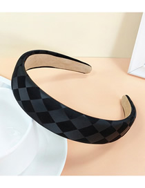 Fashion Black Leather Checkerboard Wide Brim Headband