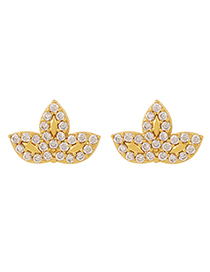 Fashion Gold Copper Inlaid Zirconium Clover Earrings