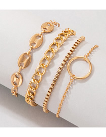 Fashion Gold Color Alloy Pig Nose Chain Ring Bracelet Set
