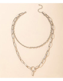 Fashion Silver Color Alloy Geometry Double Necklace