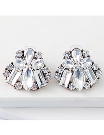 Fashion Silver Color Alloy Diamond Geometric Stud Earrings