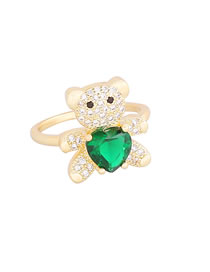 Fashion 2#green Copper Inlaid Zirconium Love Bear Ring